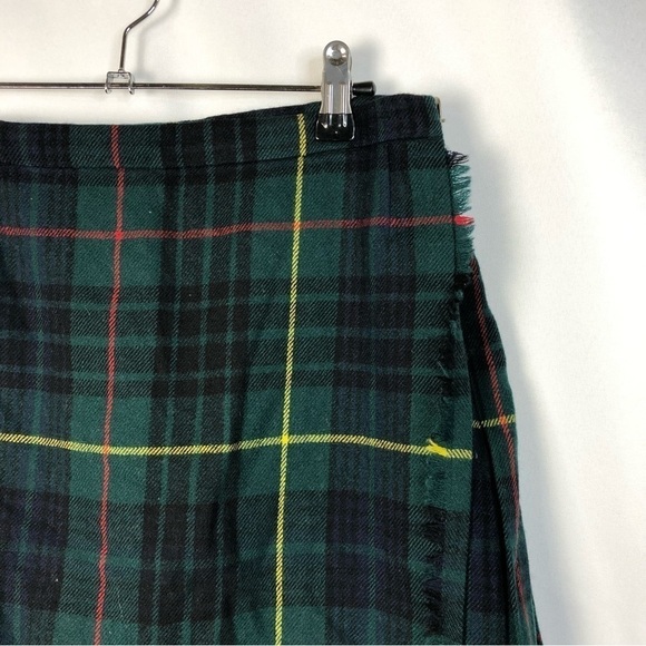 Vintage Aston Wool Made in Scotland Green Plaid Mini Kilt Skirt M - Picture 3 of 4